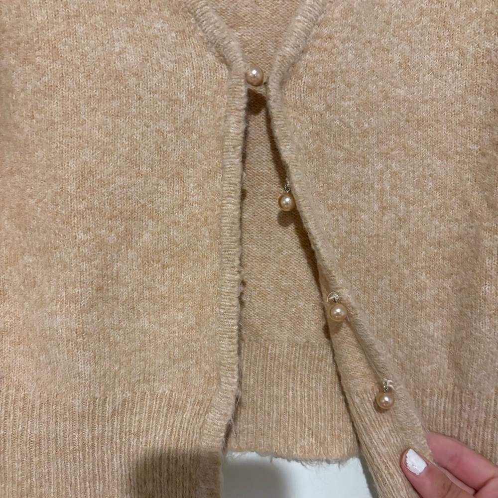 Astr the label‎ teddy plush button front cardigan tan brown size small - Picture 4 of 7